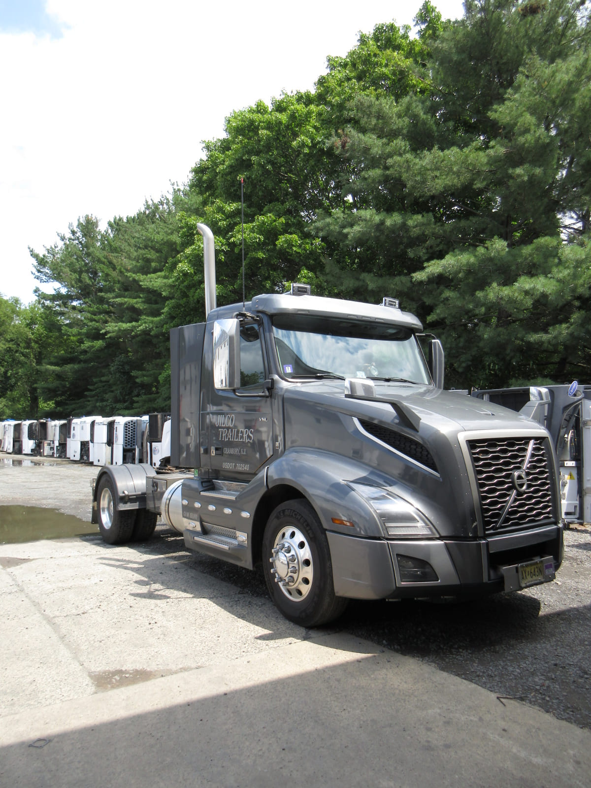 A Jilco tractor parked in front of a row of the refrigerated fleet at the New Jersey facility.